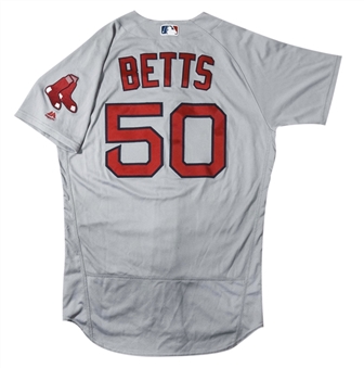 2017 Mookie Betts Game Used Boston Red Sox Road Jersey Photo Matched To 8/8/2017 (MLB Authenticated & Resolution Photomatching)